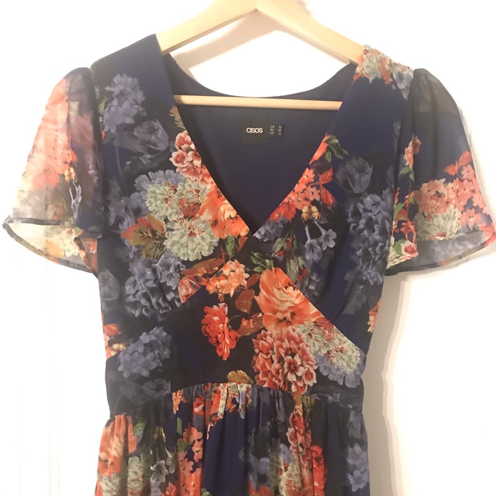 ASOS Flutter Sleeve Floral Maxi Dress